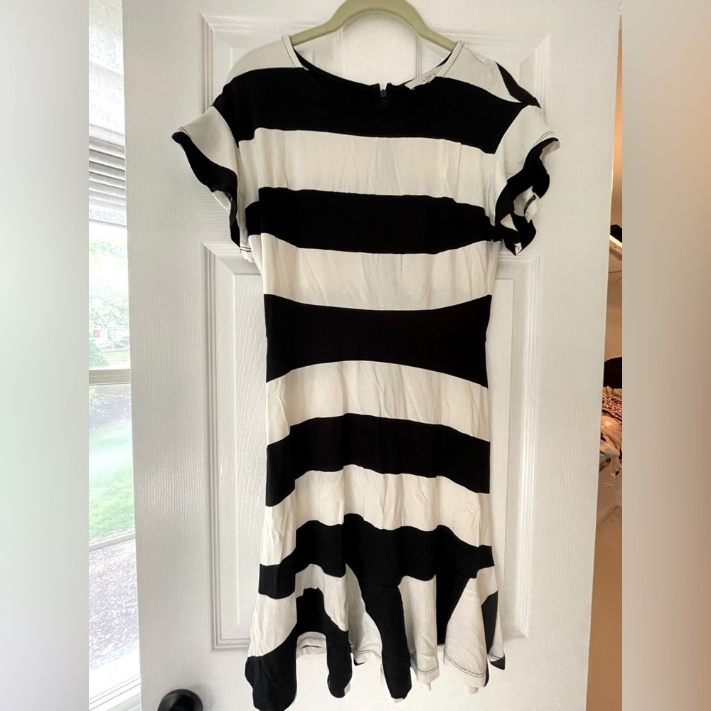 Ann Taylor LOFT Black and White Wide Striped Dress